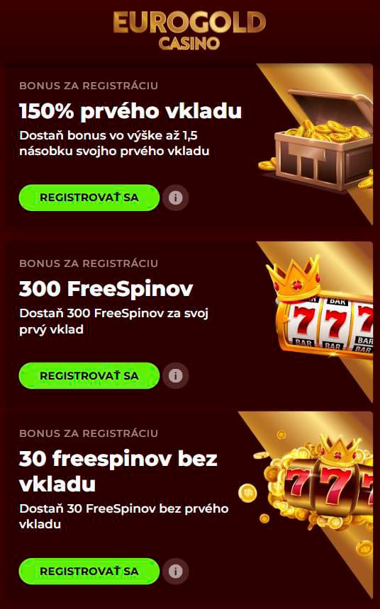 Bonusy kasína Eurogold